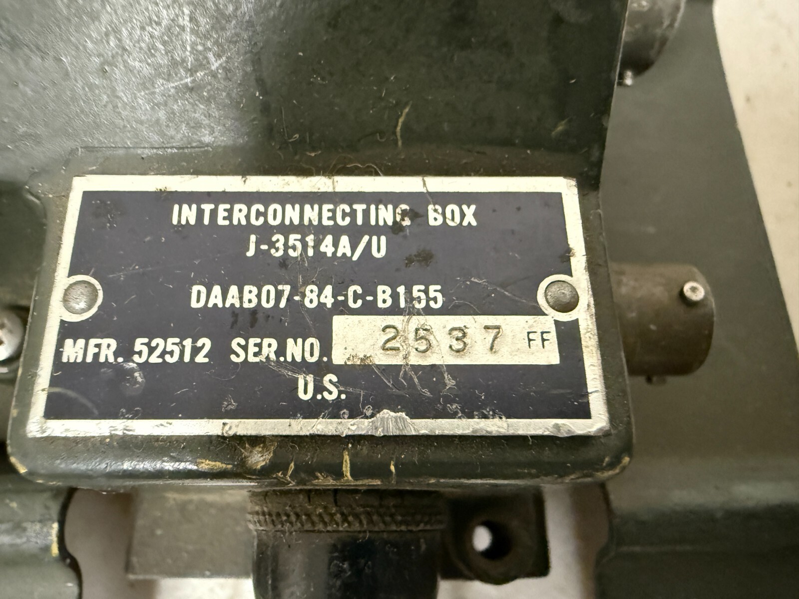 J-3513A/U Military Radio Interconnecting Box RT-524, RT-246 SC-D-930691A