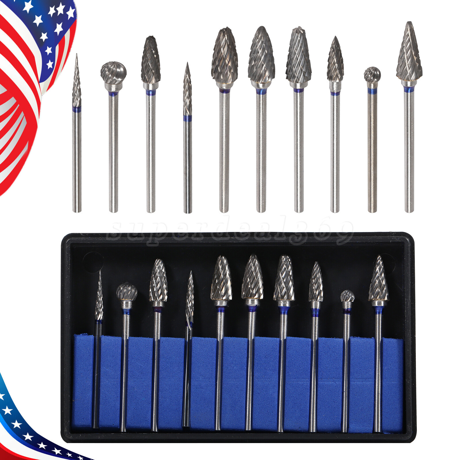 10Pcs Dental Lab Polishing Bur Drills Tungsten Steel Carbide Burs 2.35MM CE FDA