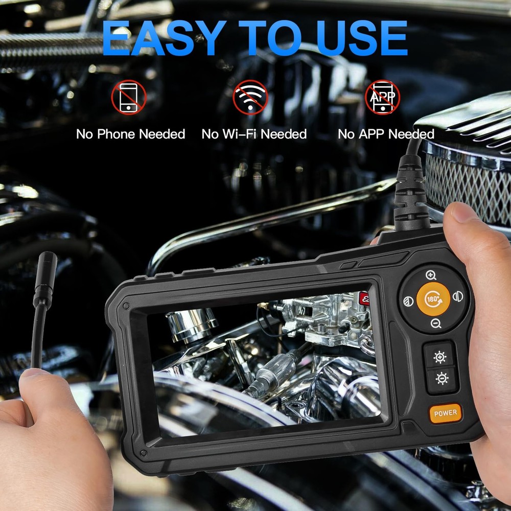 Endoscope Camera with Light - 4.3" LCD Screen Inspection Large, Black