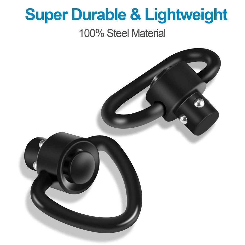 Bengor 4 Pack QD Sling Swivels, 1.25" Loop + D-Loop Quick-Disconnect black