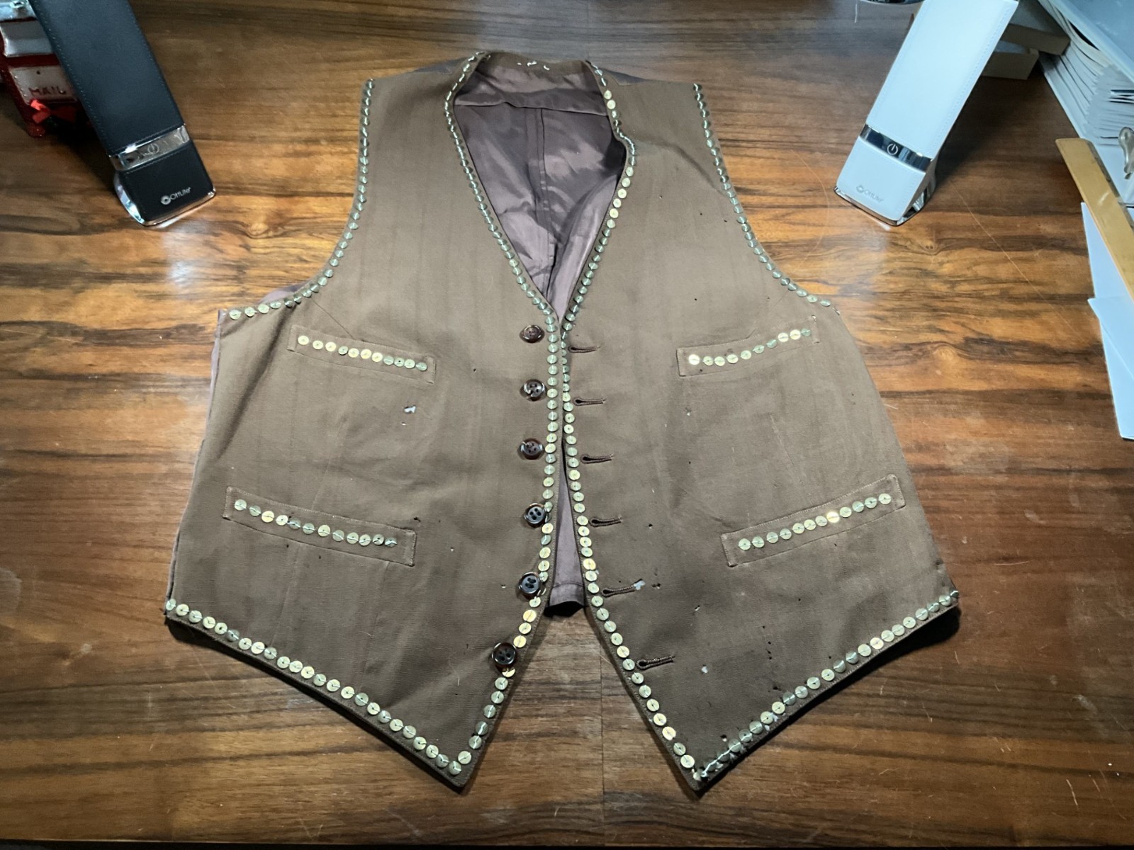 Vintage Native American Vest With Brass Sequins