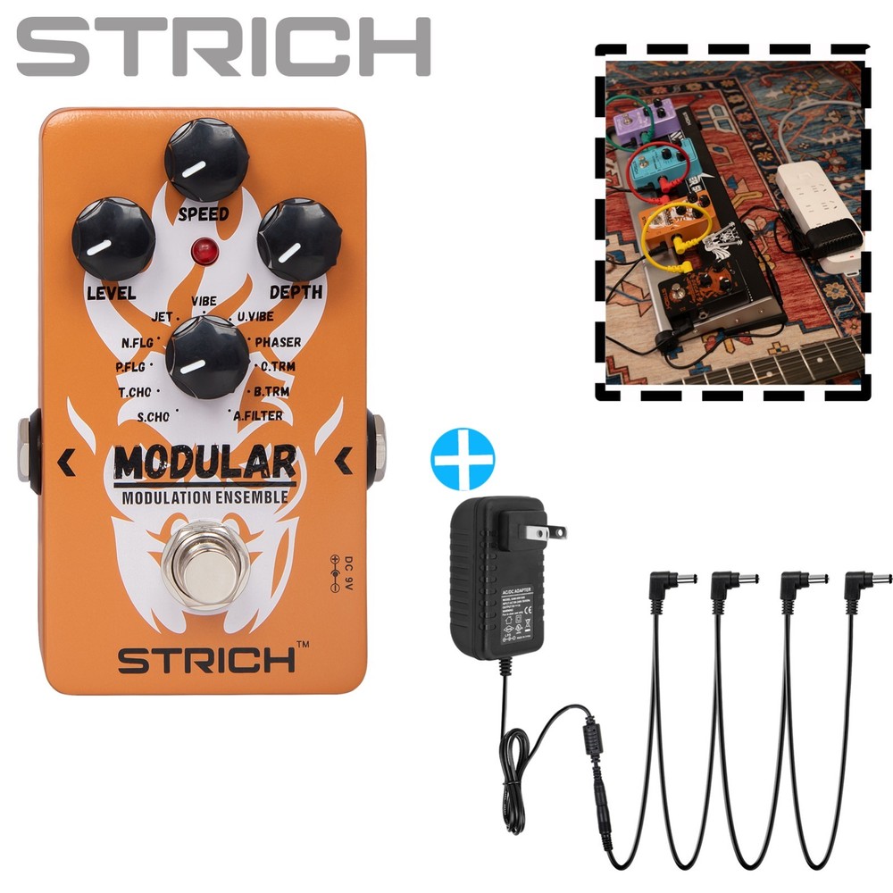 STRICH  Guitar Effect Pedal &Power Supply Adapter, Multi Modulation True Bypass