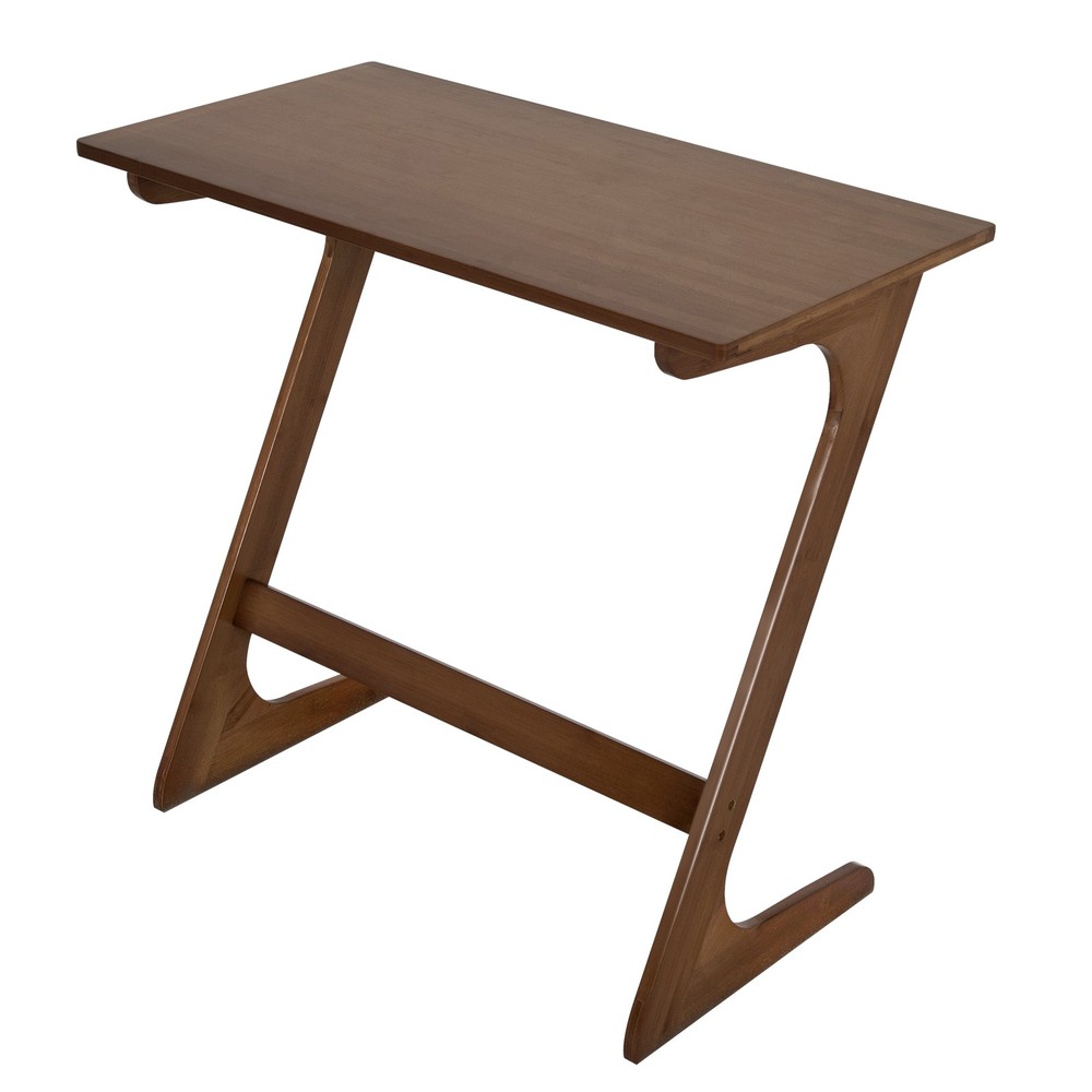 Bamboo Sofa Side Table Z-Shaped Spacious Tabletop Space-Saving TV Snack Tray