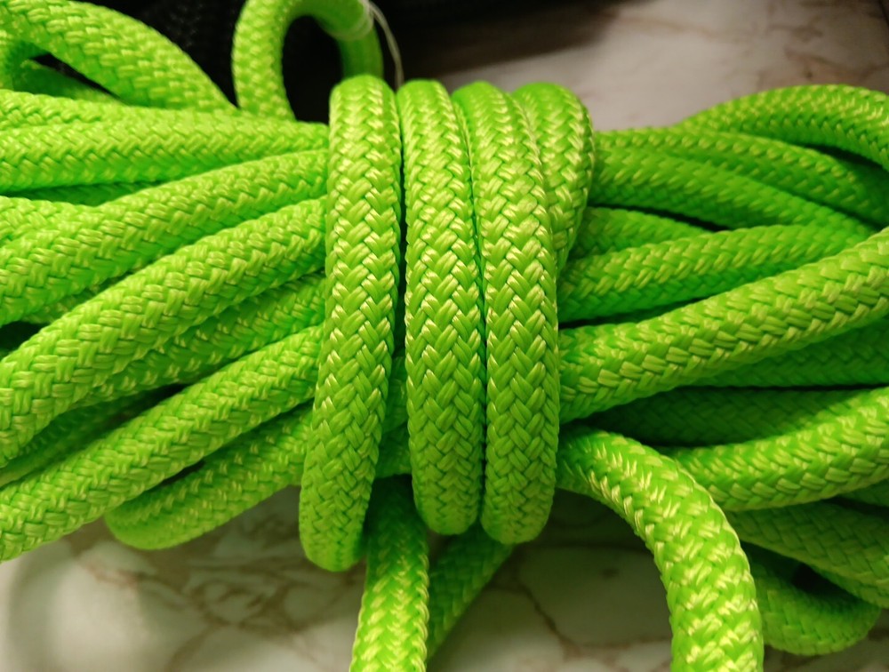 1/2 " x 53ft. Double Braid-Yacht Braid Polyester Rope Hank. Lime. W/ Thimble