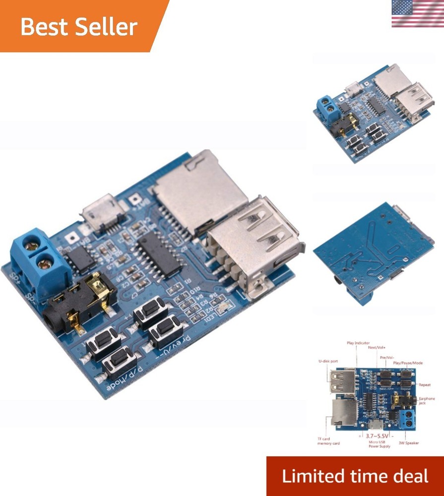 Micro USB Powered MP3 Decoder Module – Supports USB & TF Card with LED Feedback