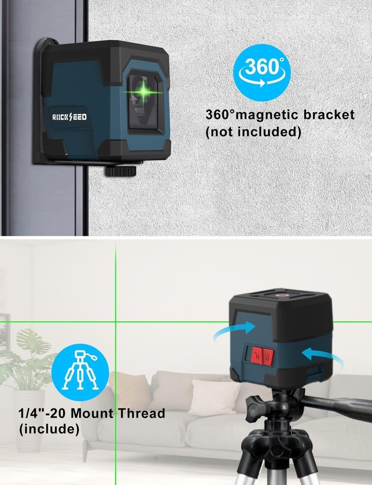 100ft Self-Balancing Laser Level with 360° Rotation - Precision Tool for Pros