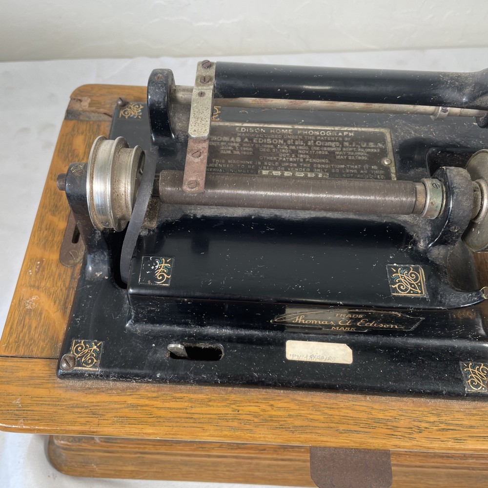 Antique Edison Home Model Cylinder Phonograph Untested