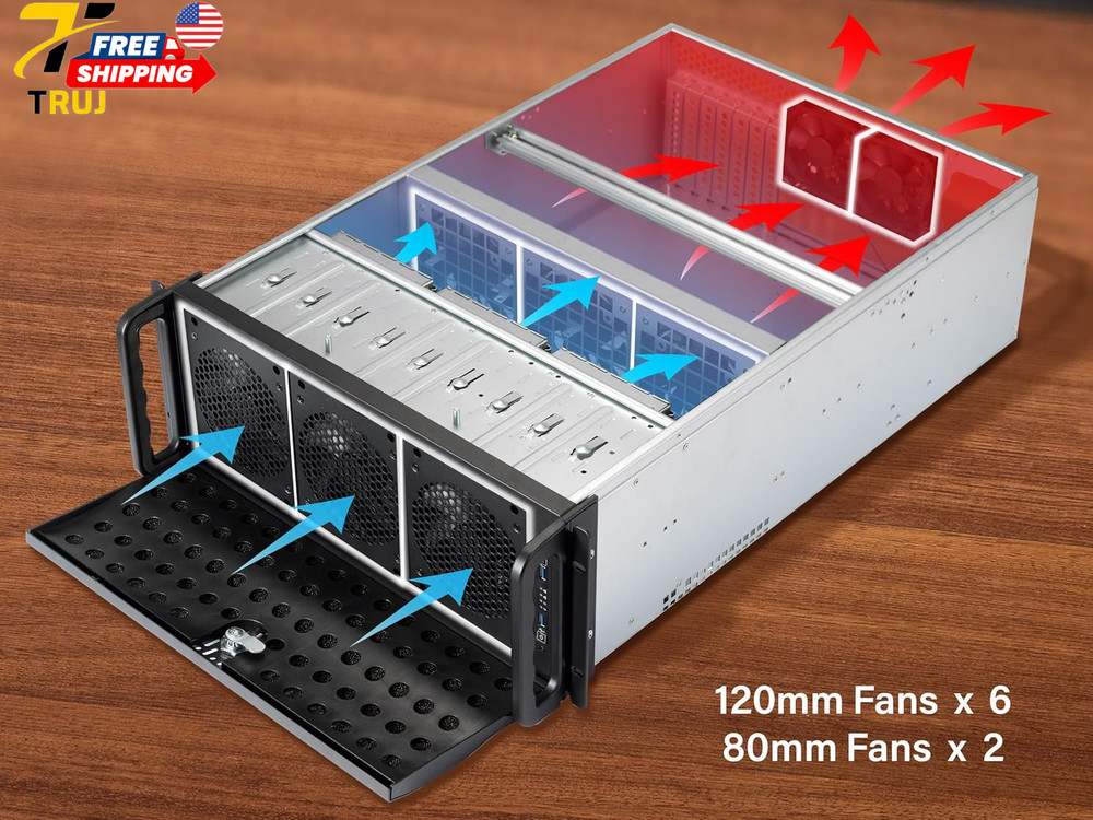4U Server Chassis Rackmount Case | 15 3.5" HDD Bays | E-ATX Compatible | 6 Front