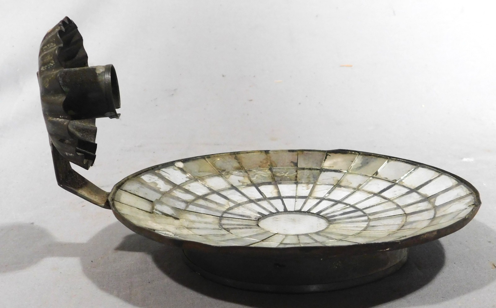 Antique American Mirrored Mosaic Candle Sconce 19th C Glass Reflector glass