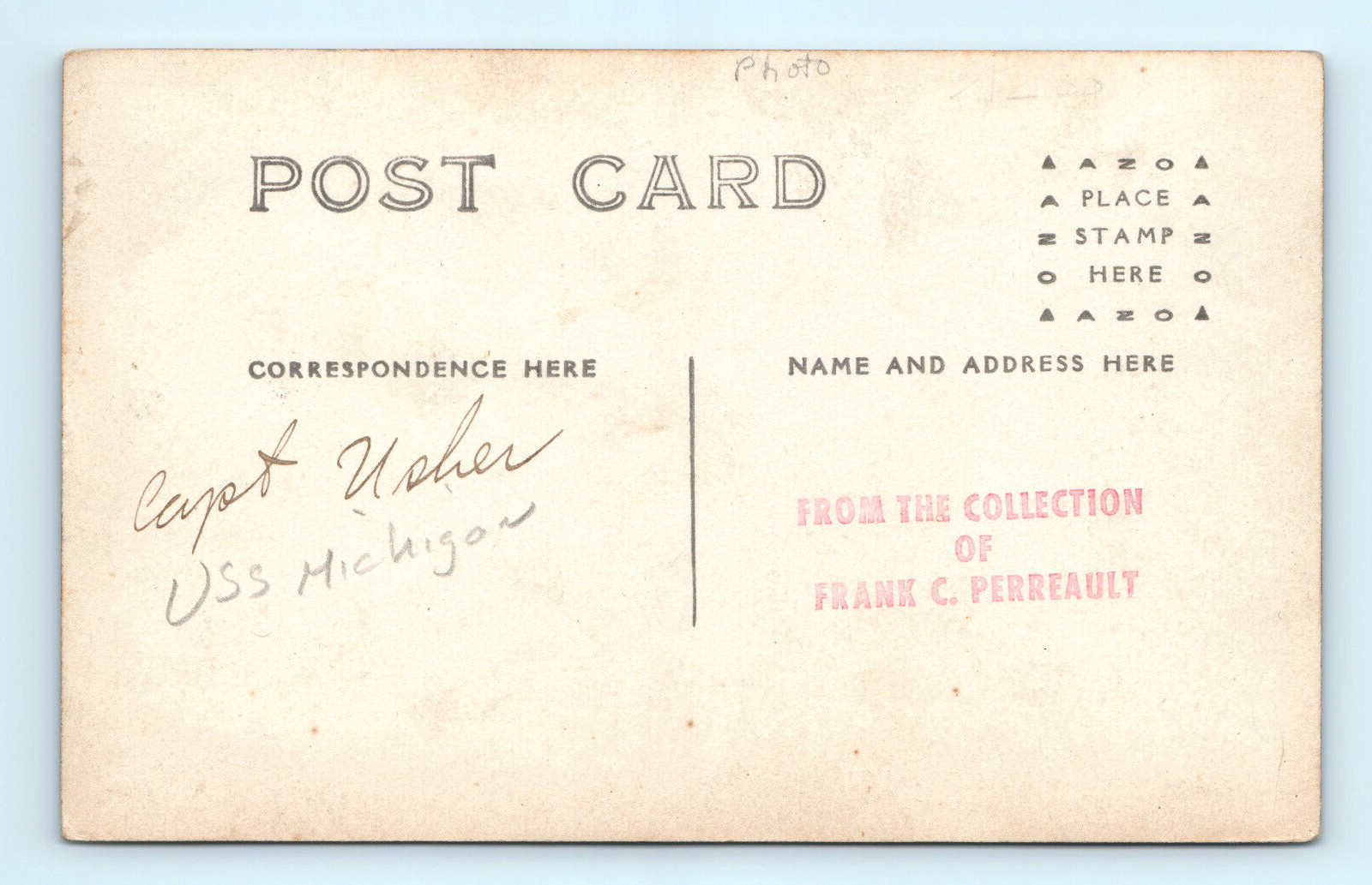 WWI USS Michigan Battleship Admiral Usher Real Photo Postcard RPPC