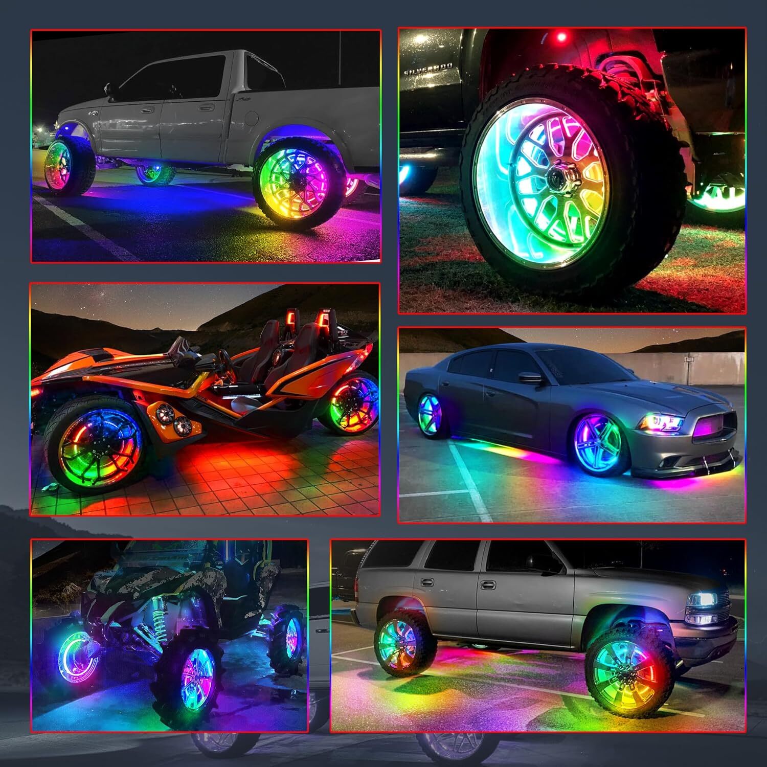 MICTUNING 17inch V1 RGB+IC Chasing Color Wheel Ring Lights Kit with APP Control