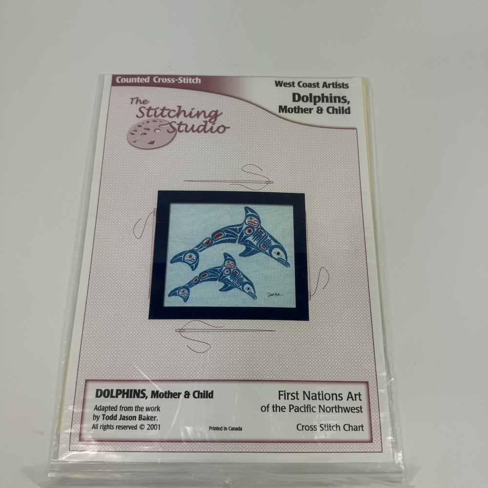 The Stitching Studio Counted Cross Stitch Pattern Dolphins Mother Child DIY