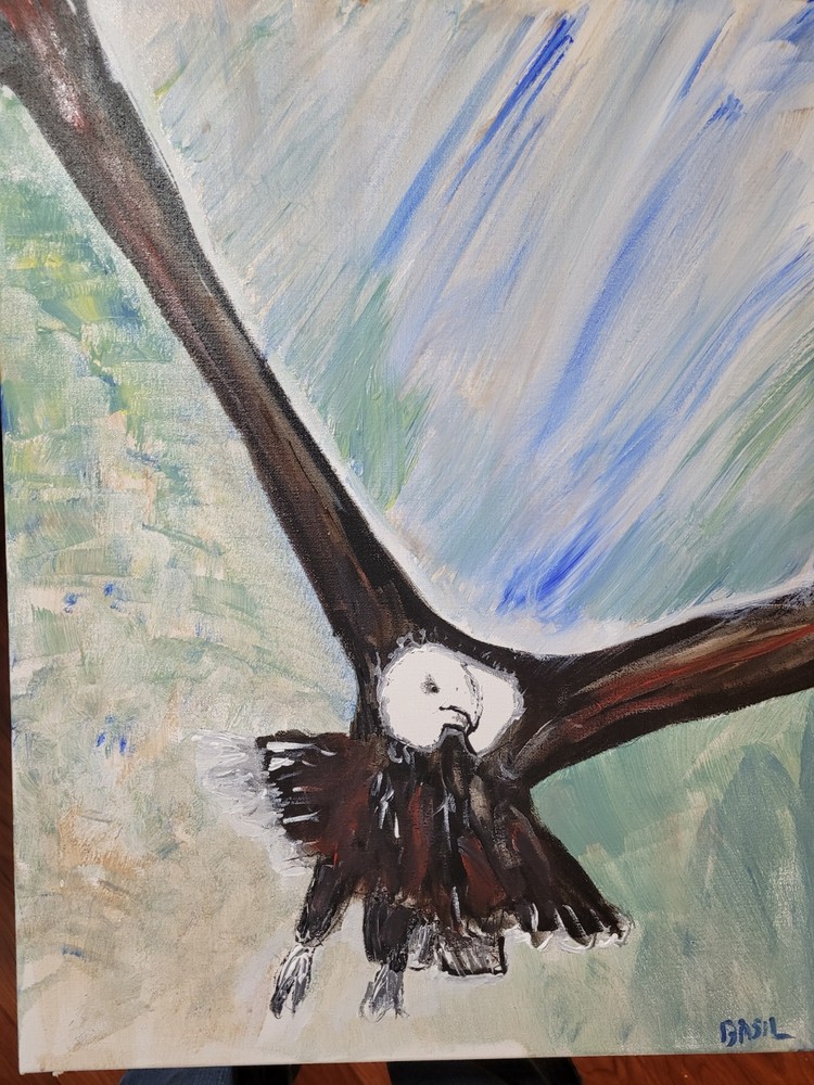 Eagle Swooping Vibrant Abstract Expressionism Canvas Painting