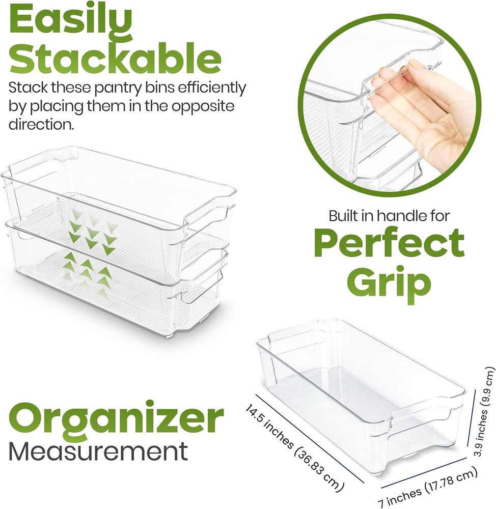 - Fridge & Refrigerator Organizer Bins (8 Pack), Clear Stackable Durable Plastic