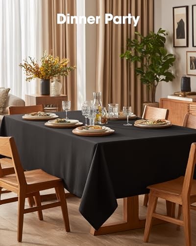 Rectangle Table Cloth 60" x 84" – Durable Polyester 84" x 60" - 1 Pack Black