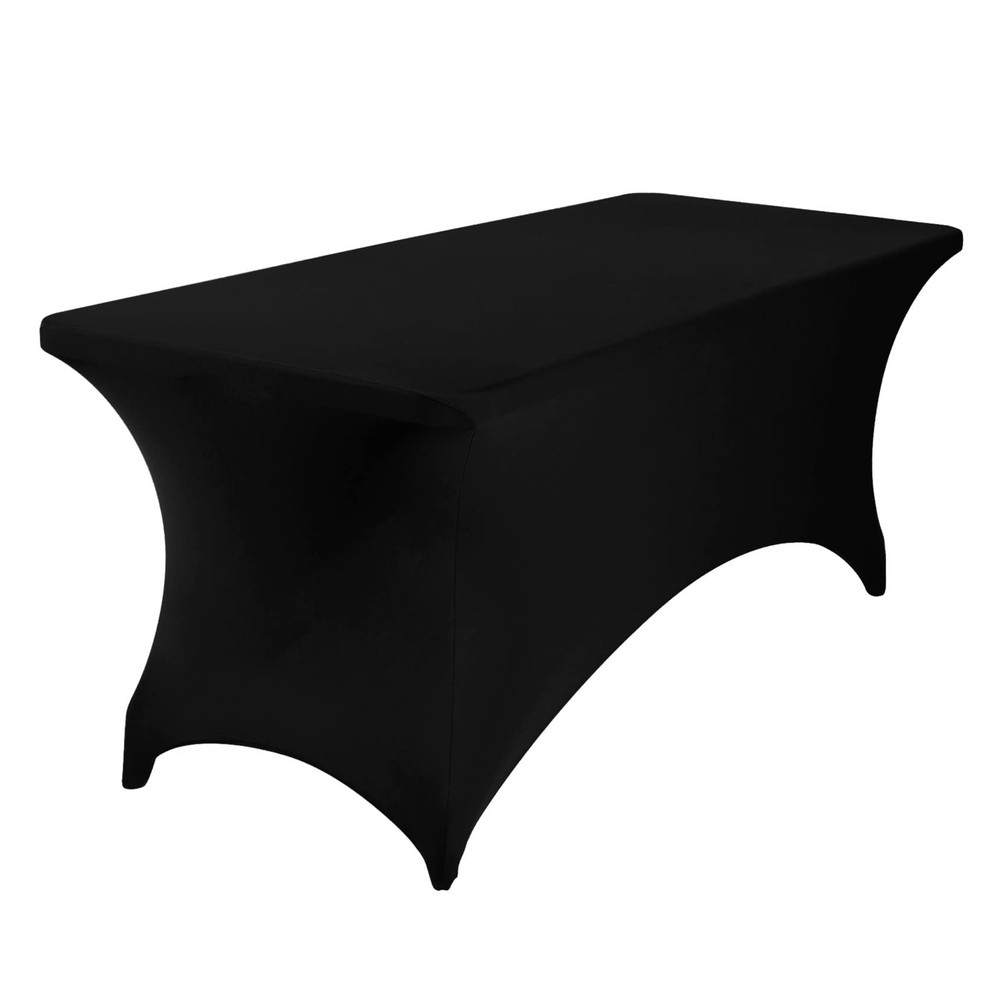 2pack Spandex Waterproof Rectangular Table Covers 6ft Black Stretchable Stain Re