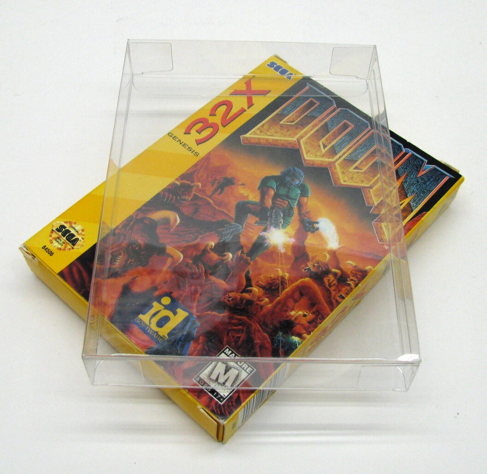 10x SEGA GENESIS 32X CIB GAME - CLEAR PLASTIC PROTECTIVE BOX PROTECTOR SLEEVE