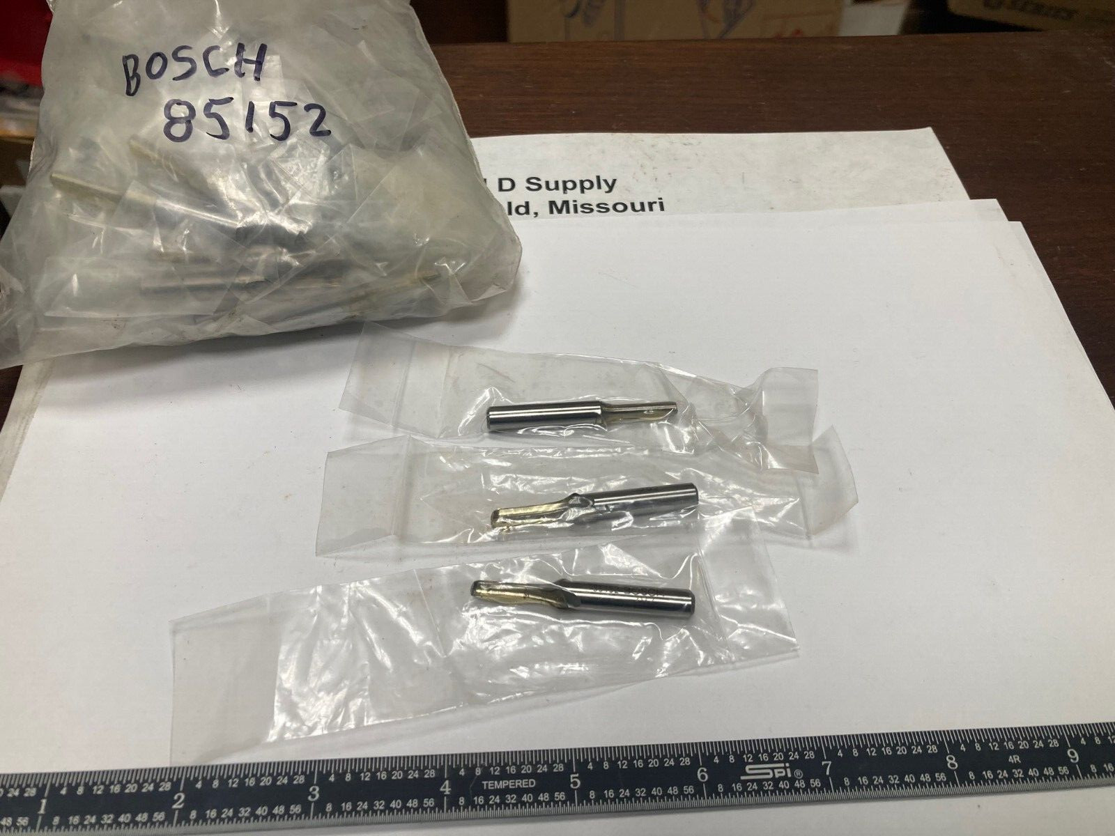 **Lot of 3**, Bosch 85152, 1/8" x 1/4 x 5/8 x 1-31/32", HSS, 1-Flute Router Bits