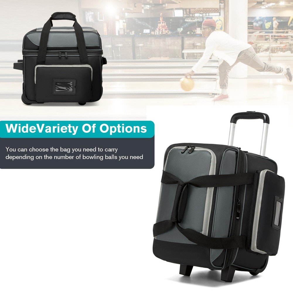 Bowling Ball Bag with Separate Shoe Compartment, Single Roller Bowling Bag wi...