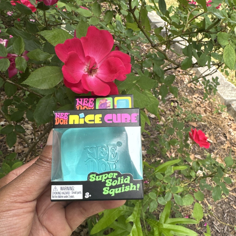 NEW Nee Doh Needoh Nice Cube Super Solid Squish Blue Toy