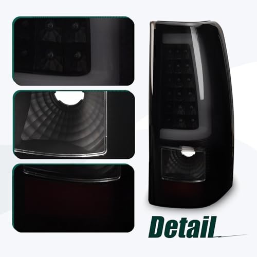 Tail Light Pair Assembly Compatible with 2003 2004 2005 2006 Chevy Smoke Black