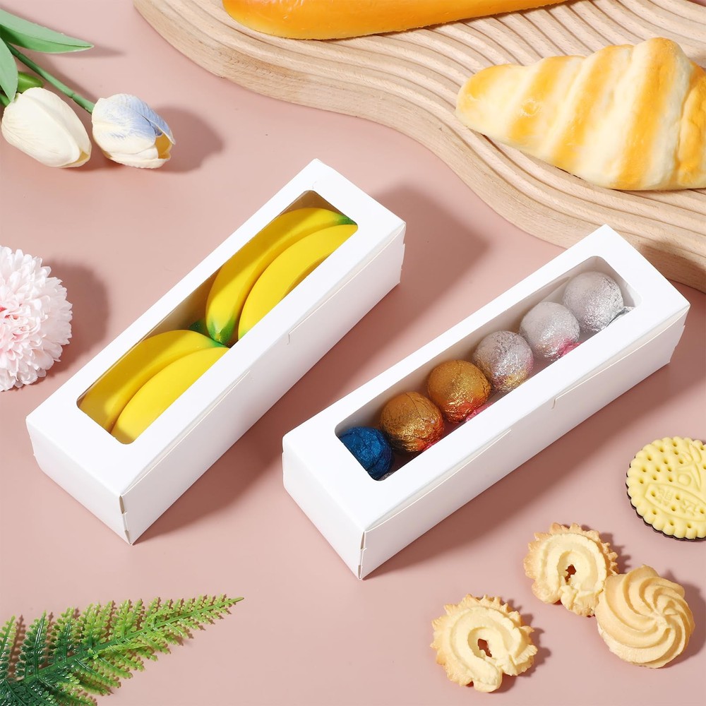 60 PCS Macaron Boxes with Clear Window Bakery Packaging Container