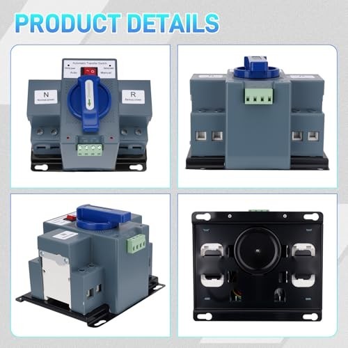 Dual Power Automatic Transfer Switch 110V 63A, ATS Generator Changeover, Manual/