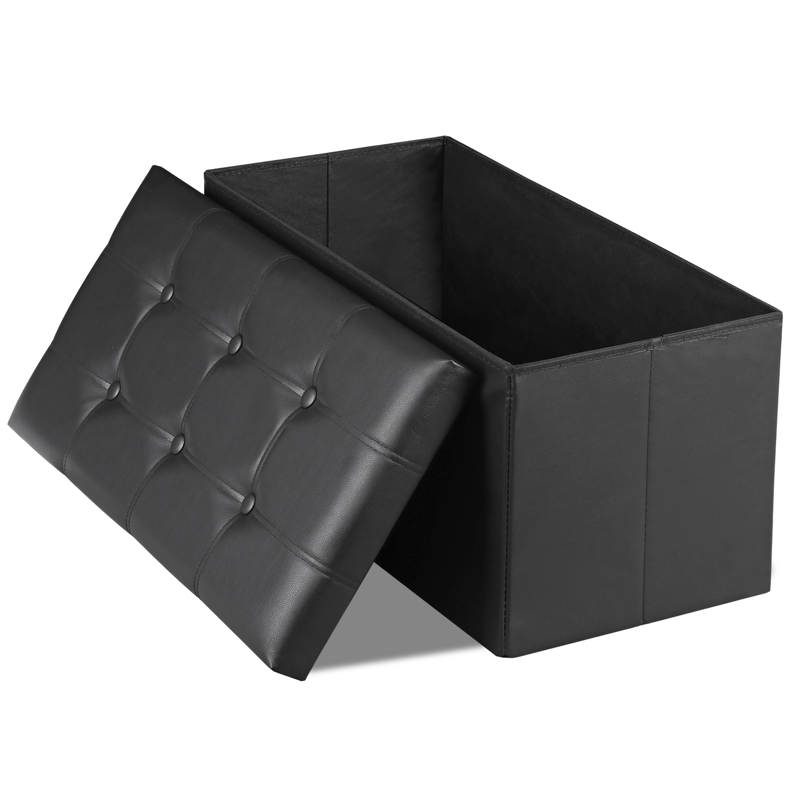 30 inches Folding Storage Ottoman 80L Storage Bench for Bedroom Hallway Black