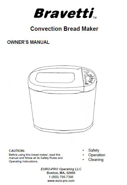 Bravetti Bread Machine Manual BM20H, BM904
