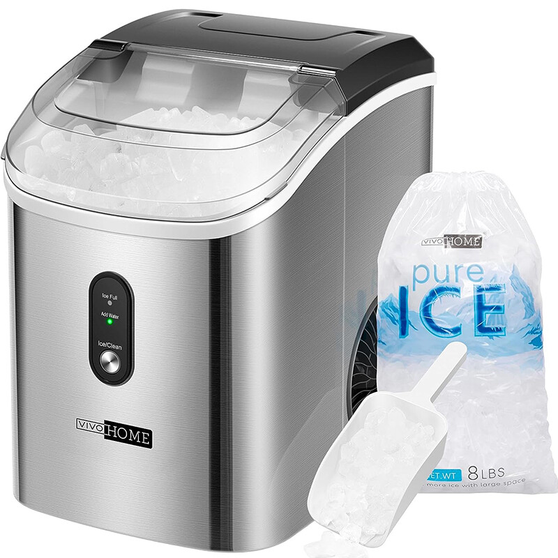 Nugget Ice Maker Countertop Chewable Ice Machine Automatic Self-Cleaning 33LBS