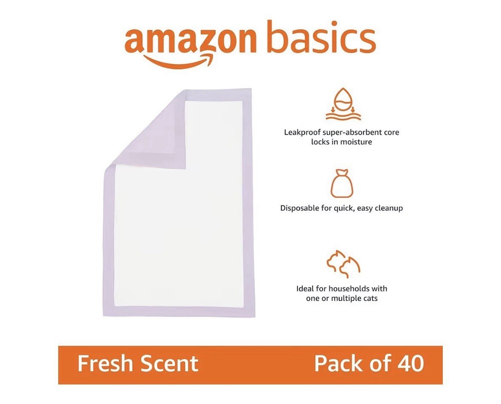 Amazon Basics Cat Pad Refills for Litter Box - 20 Count