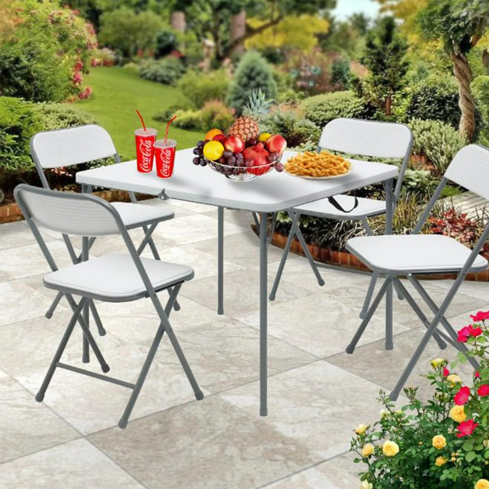 Mainstays 5-Piece Folding Table and Four Folding Chairs Set, White