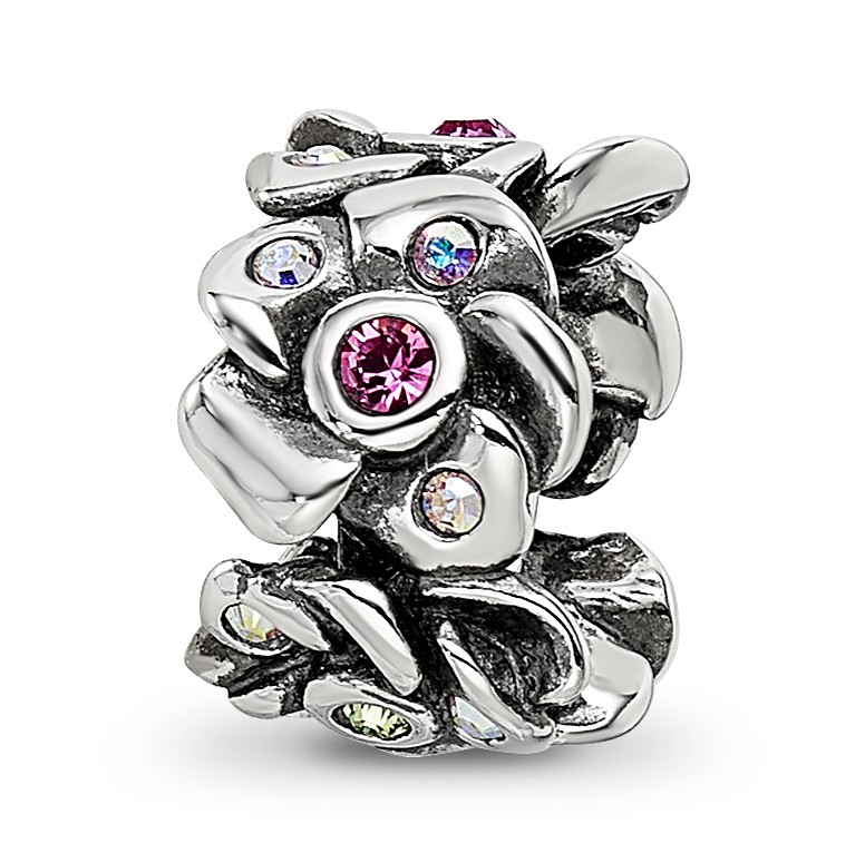 Silver Reflections Crystals Cherry Blossoms Bead QRS3468