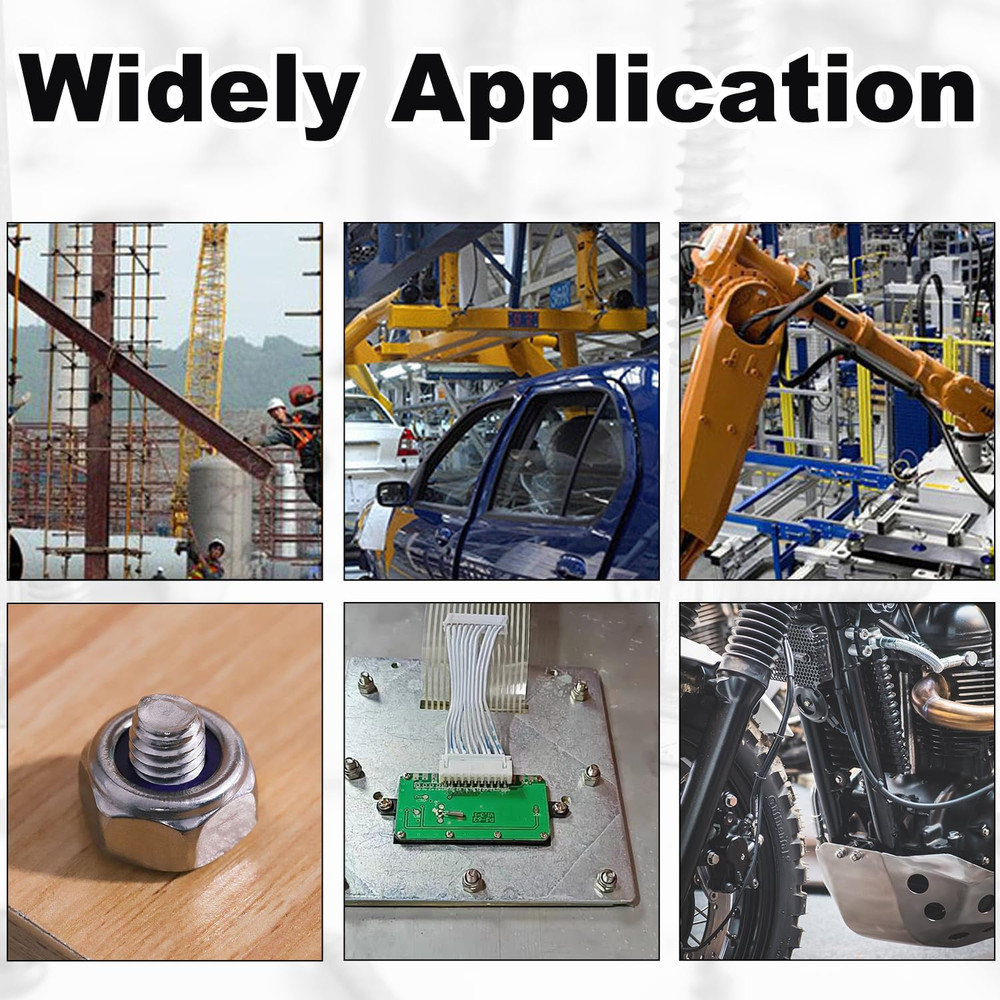 M6 Locknuts 100Pcs Metric Nylon Inserted Hex Lock Nuts Self-Lock Nylon Insert M6