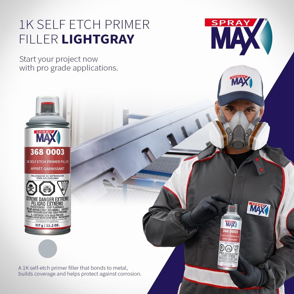SprayMax 1K Self Etching Primer Filler Light Gray | Professional Self-Etching...