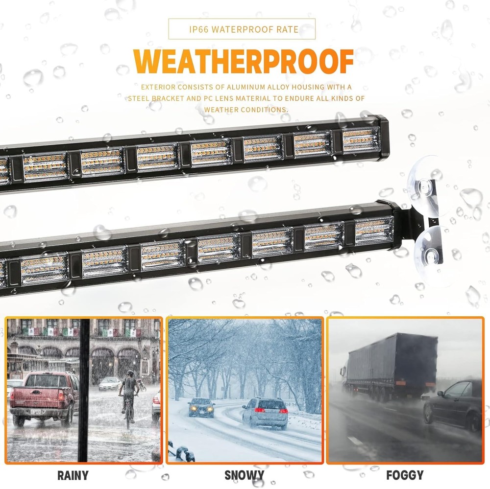 Upgraded Switchable 4 Colors Emergency Strobe Traffic Advisor Light Bar 162 LED