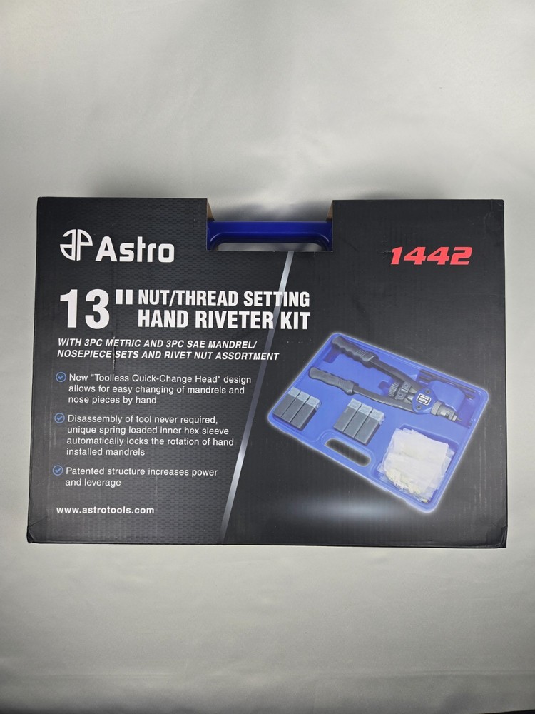 Astro Pneumatic Tool 1442 Nut/Thread Setting Hand Riveter Kit 13-Inch