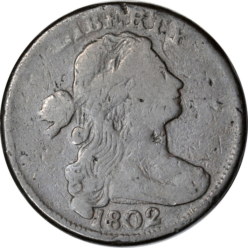 1802 1C Sheldon-232 Draped Bust Large Cent VG K16499