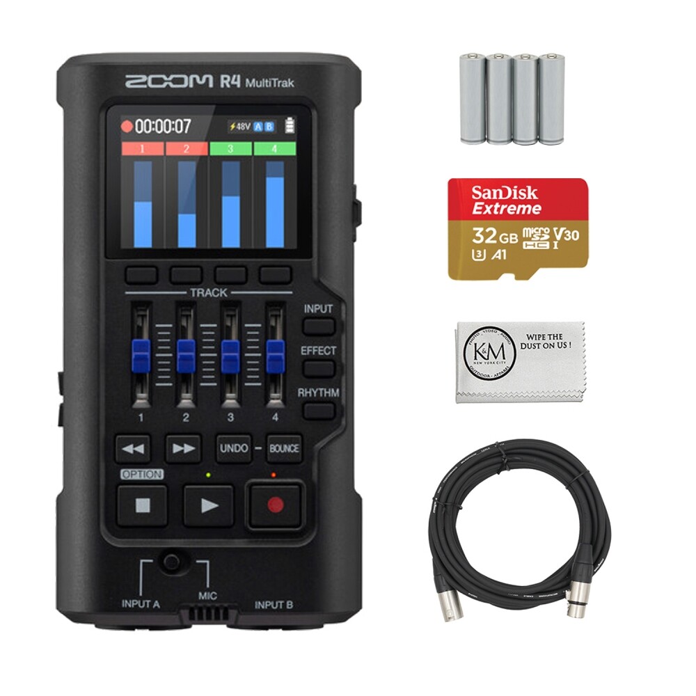 Zoom ZR4 MultiTrak 32-Bit Float Recorder + 32GB Micro-SD + Accessories