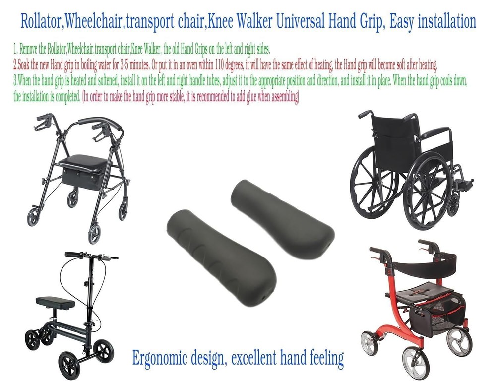 2Pk Universal Rollator Hand Grip Mobility Disabled Walker Handgrips Replacement