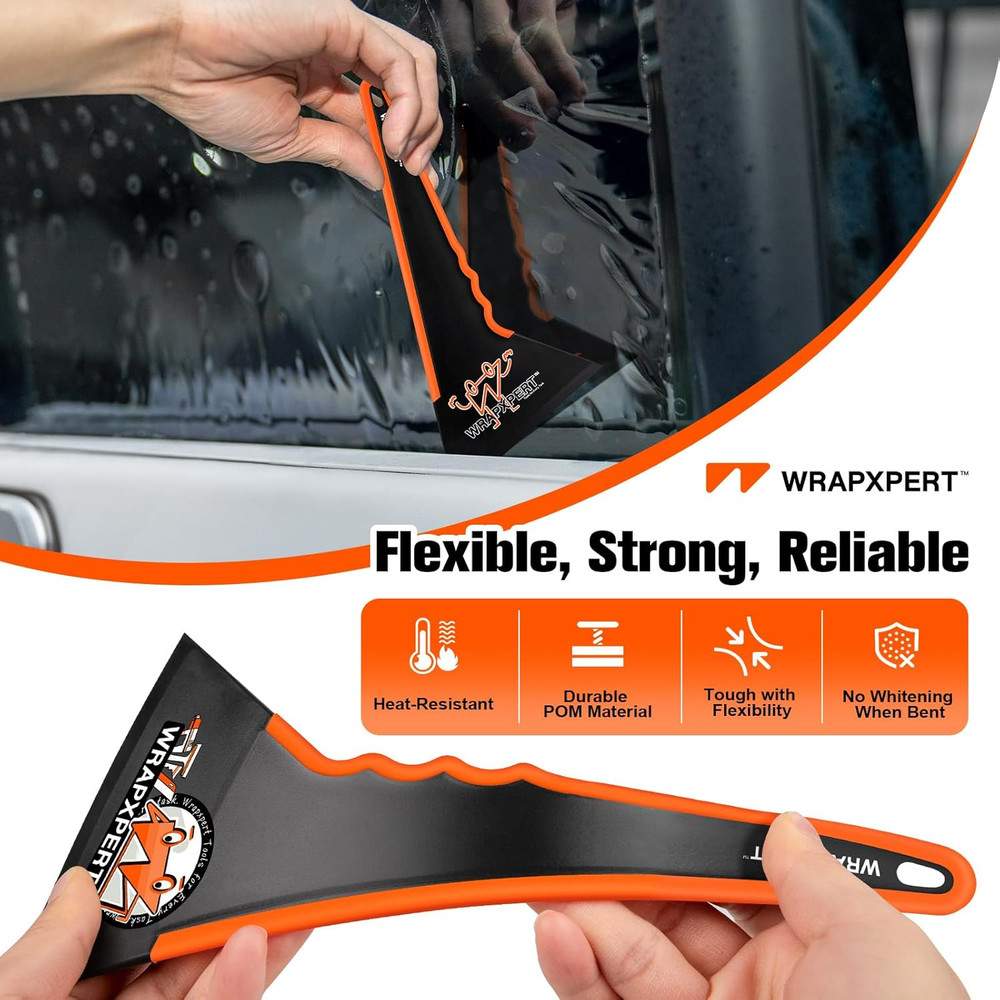 Window Tint Squeegee, Triangle Contour Tint Squeegee, Long Handle Scraper Tool f