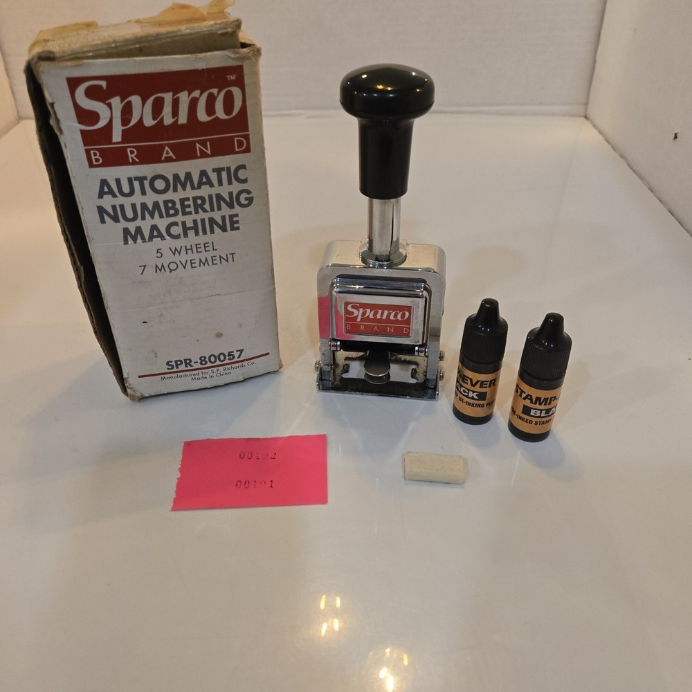 Sparco Automatic Numbering Machine SPR80057 5 Wheel 7 Movement + Ink