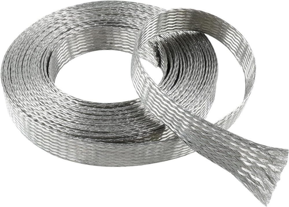 Wire Shielding Braid Ground Strap Tinned Copper Metal Cable Sleeve Mesh Elect...