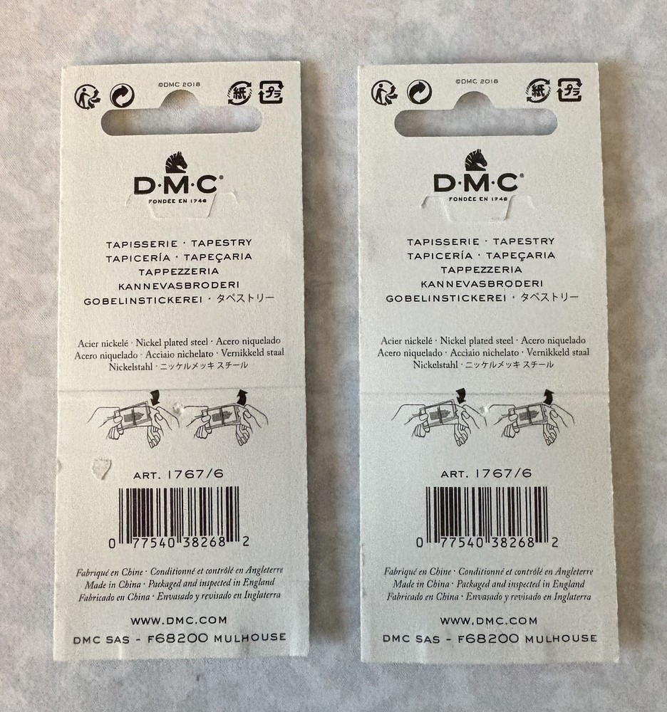 DMC Size 22 Tapestry Needles. Includes 2 packs, 6 needles per pack. New unopened