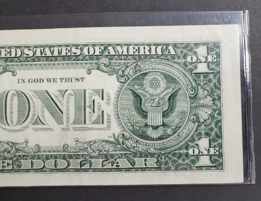 2003 $1 Federal Reserve Note MIS-ALIGNMENT ERROR, MIS-CUT