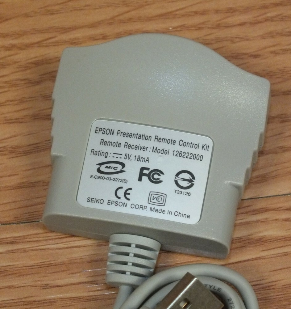 Epson Presentation IR Remote Receiver USB Cord (126222000) **Receiver Only**