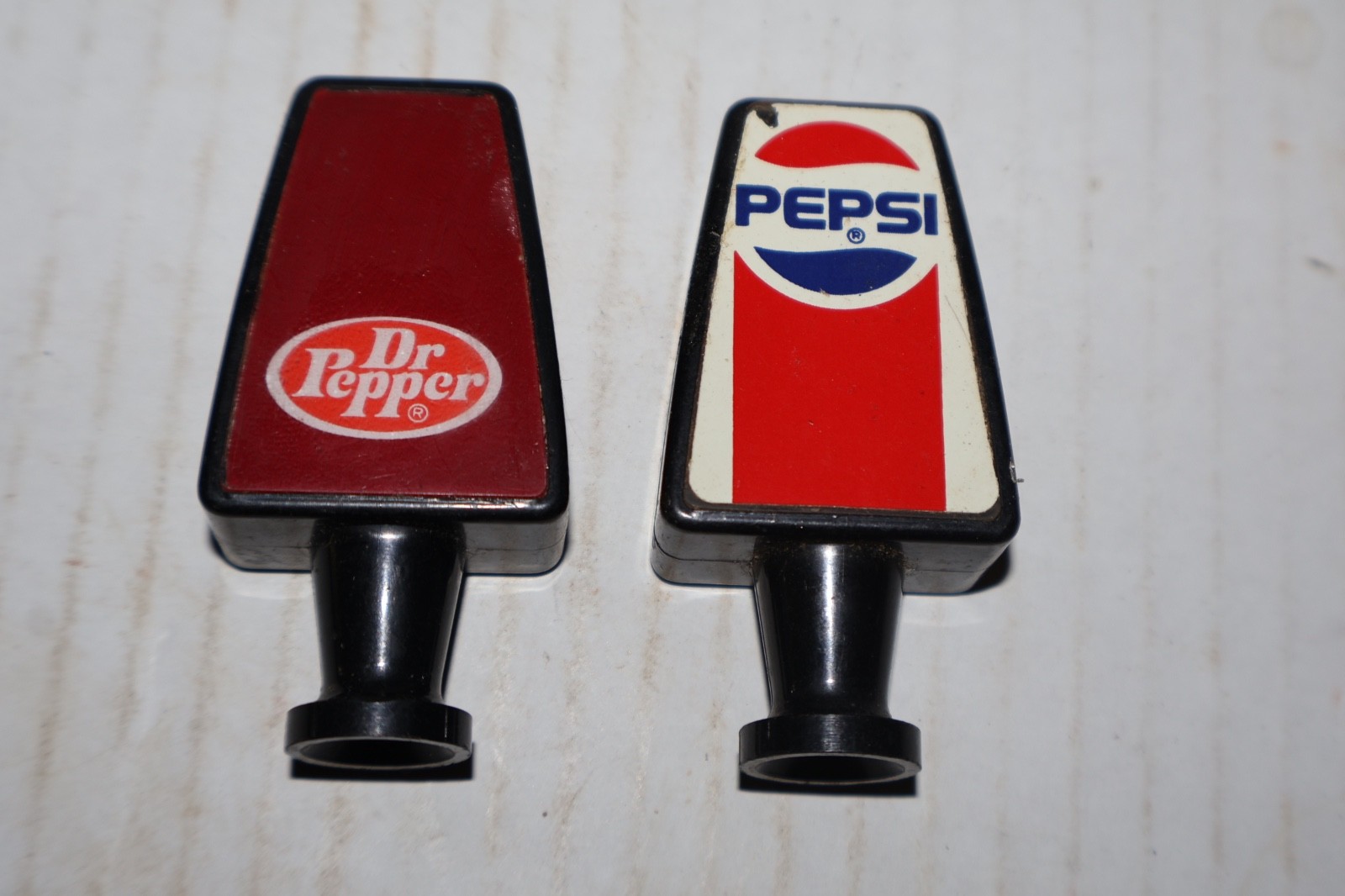 2 Vintage 1960s 1970s Pepsi & Dr Pepper  Fountain Soda Taps Handles  Tombstone