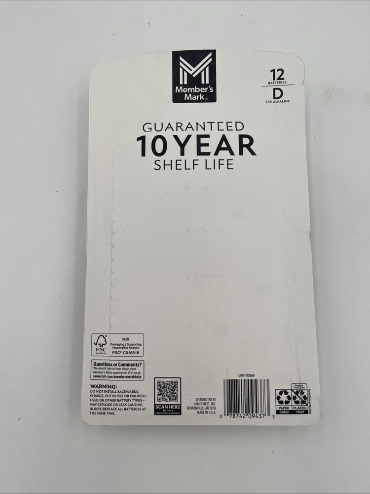 Members Mark Alkaline D Batteries (12 Pack)
