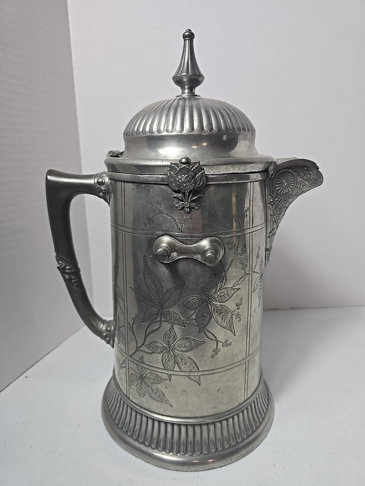 Antique 1879 Silver Plated Reed & Barton Coffee Ice Pitcher 14"