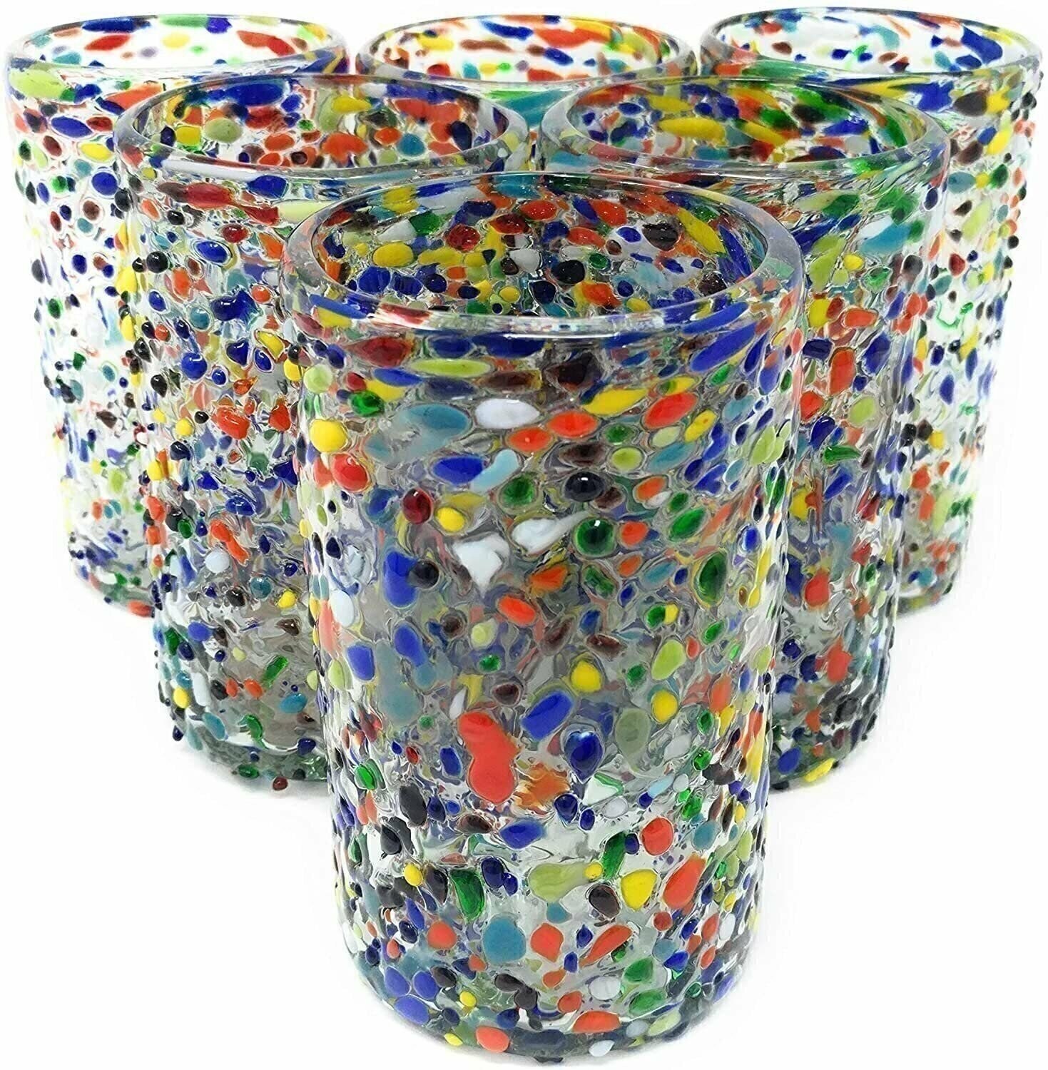 Confetti Rock Design Drinking Glasses - Set of 6 (14 oz each)